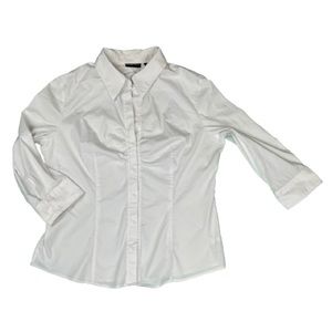 New York & Company White Button Up Tailored Stitching. 3/4 Sleeves Women’s XL